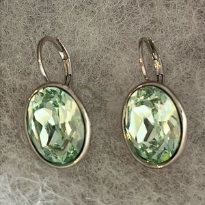 Swarovski Crystal Light Green Oval Drop Earrings